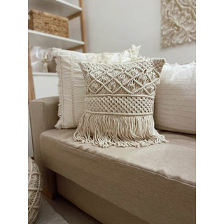 Funda Tejida Macramé. 40x40cm. Color Natural. Artesanal Funda Tejida Macramé. 40x40cm. Color Natural. Artesanal