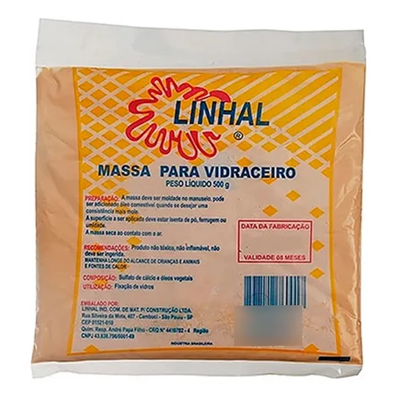 Massa P/ Vidraceiro Vidro 500g Profissional Linhal