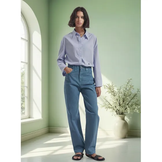 Maria Cher - Jeans Tiro Alto Mom Fit Recto Cher Big Serpa