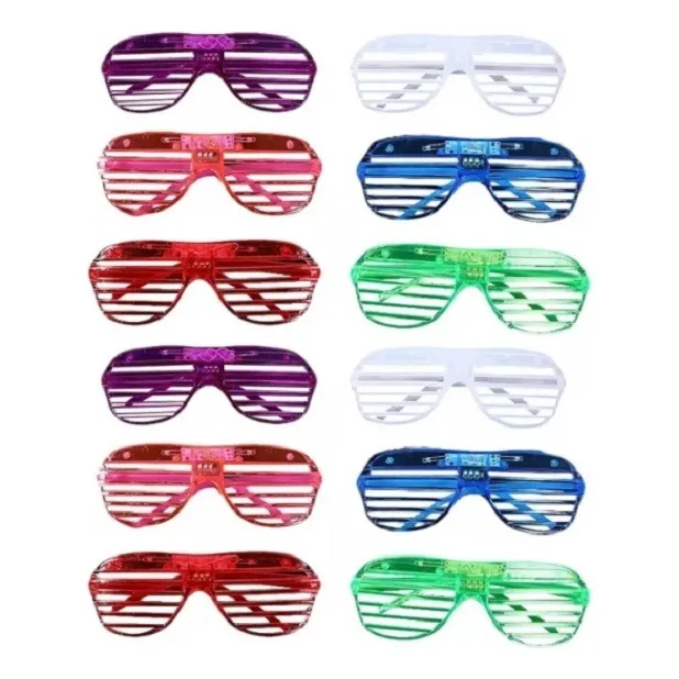 12 Lentes Luminosos Persianas Led Luz Retro Fiesta Batucada Color Multicolor Diseño Estilo