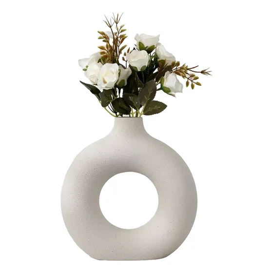 Florero Moderno Minimalista Circular Cerámica Mediano