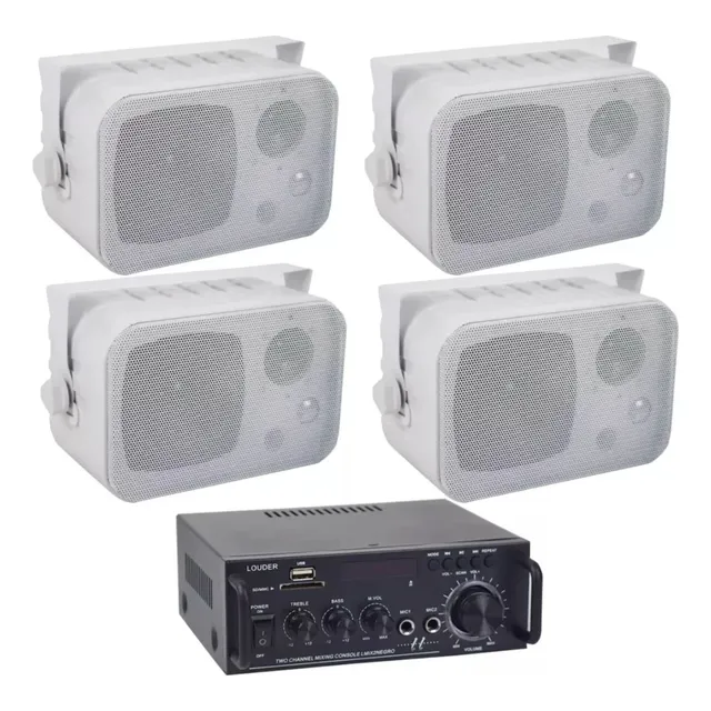 Kit Amplificador + Bafles Ambientales Bocina Ambiental
