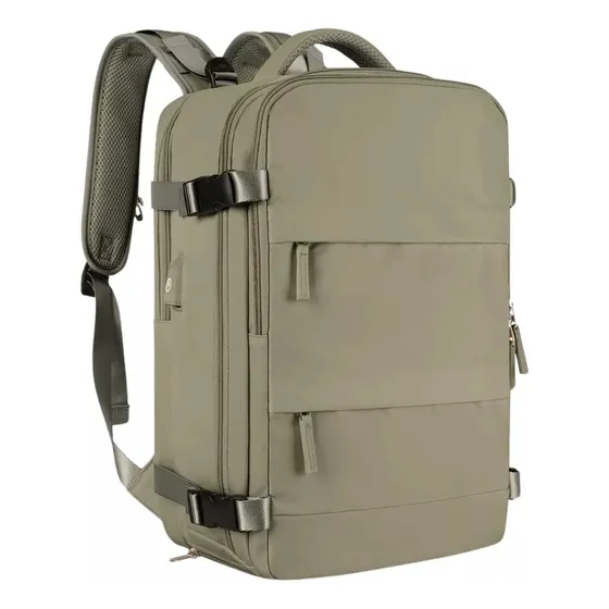 Maleta Morral Mochila De Viaje Cabina Mano Pc Artículo Personal Premium Viral 7 Bolsillos Verde