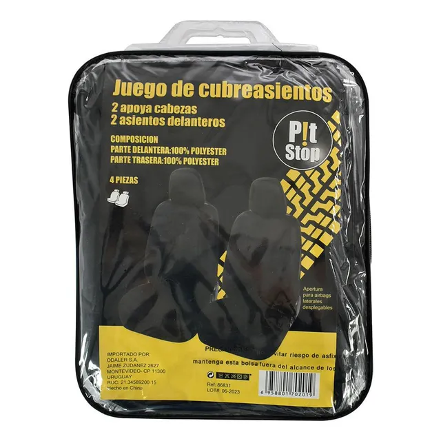 Set De Cubreasientos P!t Stop 2 Piezas Negro