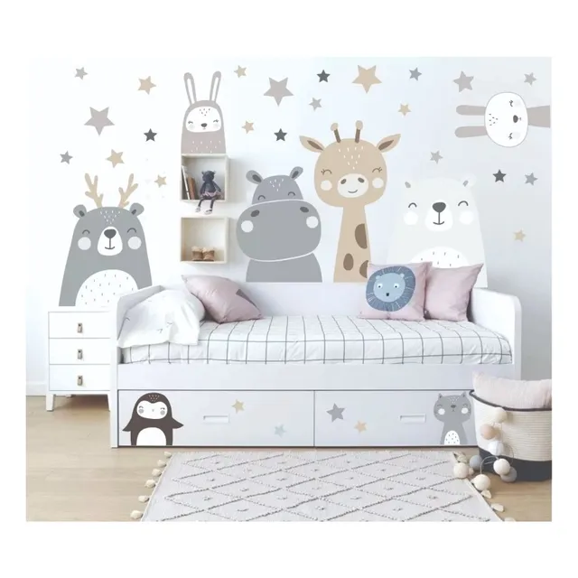 Vinilo Decorativo Infantil Animales Nórdicos. Estrellas