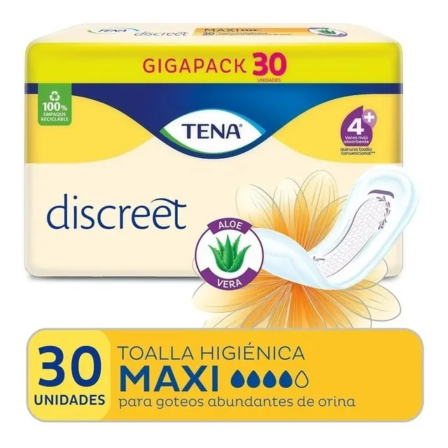 Tena Mujer Maxi Toalla 30 Unidades Talle Único