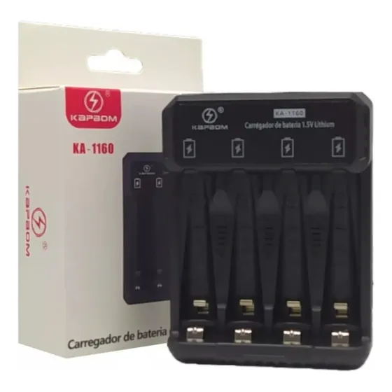 Carregador De Pilhas Aa / Aaa De Lithiun 1,5v Recarregável