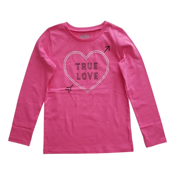 Remera Manga Larga Niña Oshkosh Rosa Corazones 7 Años 