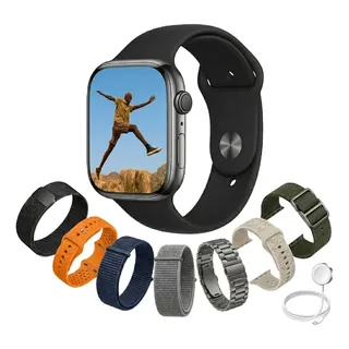 Smartwatch Hw Watch X Kit 7 Pulseiras Nfc Gps Chamadas