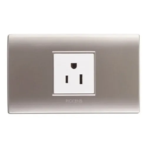 Tomacorriente Sencillo Pickens Plateado Blanco