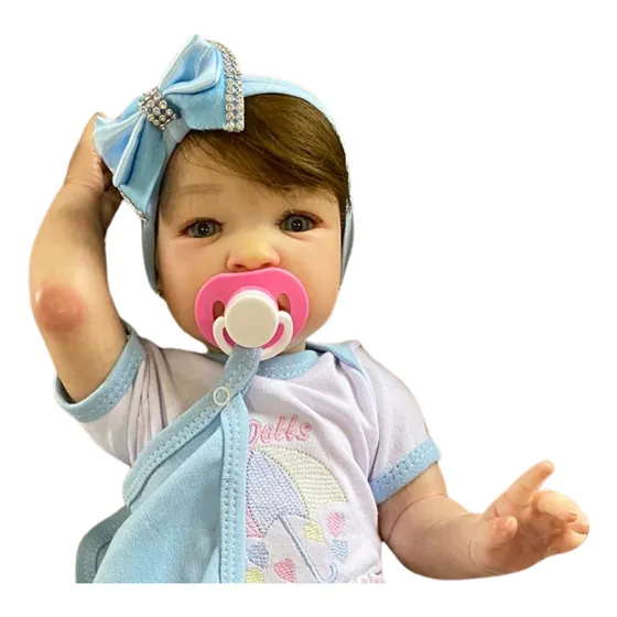 Bebê Reborn Menina Realista Fio A Fio Enxoval Silicone Gigi