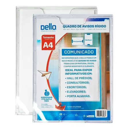 Quadro De Avisos Expositor Display A4 Acrílico Rígido Dello