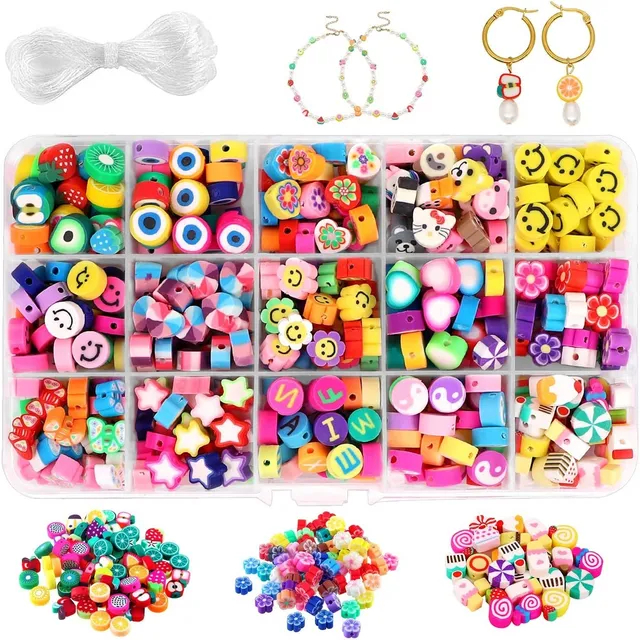 300 Piezas Cuentas De Letras Flores Fabricación De Joyas Diy