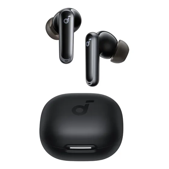 soundcore P40i Audífonos Inalámbricos con Cancelación de Ruido Adaptativa, Bajos Profundos, 60 Horas de Reproducción, Estuche 2-en-1 (Cargador y Soporte de Teléfono), IPX5, Carga Inalámbrica