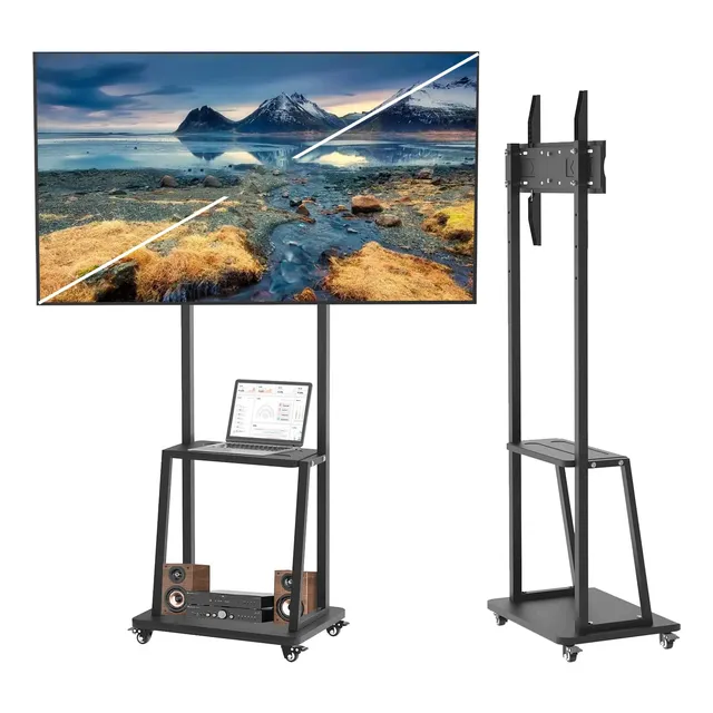 Soporte De Tv Móvil Con Ruedas Estante Ajustable Suelo