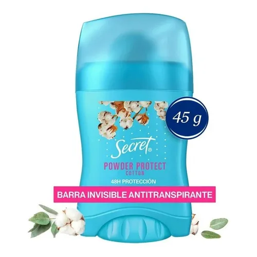 Desodorante Secret En Barra Powder Protect Cotton - 45g Fragancia Algodón