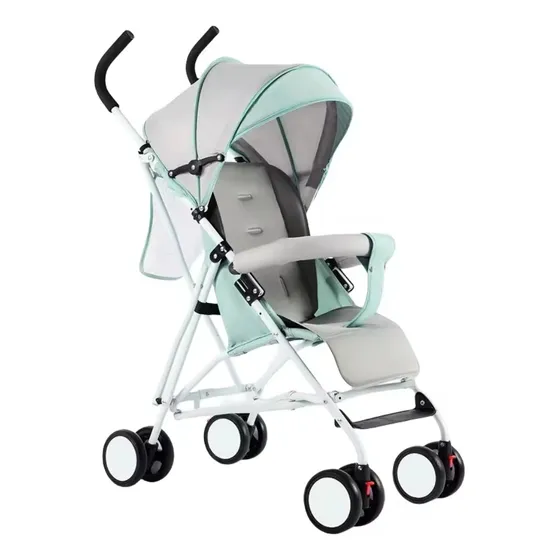 Coche Paseador Para Bebes Y Niños Cierre Facil Pd-701-2 Color Verde Claro Chasis Blanco