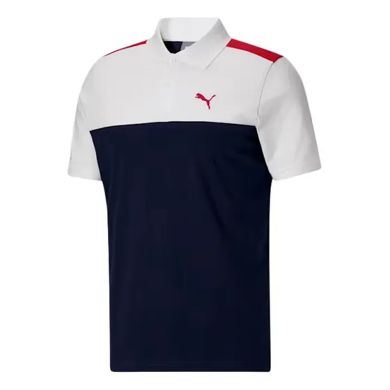 Camiseta Tipo Polo Puma Azul Oscuro / Blanco Para Hombre