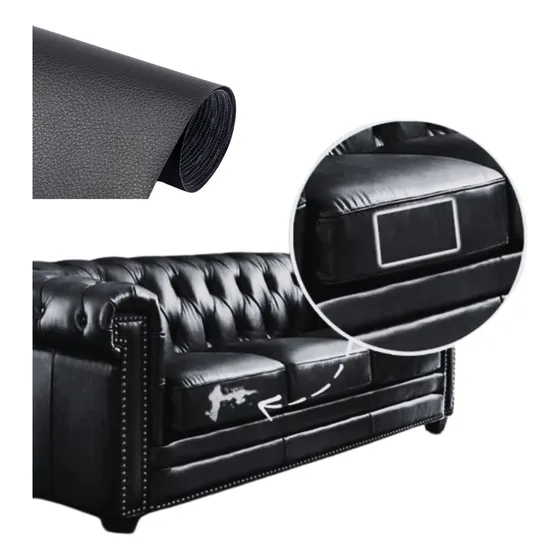 Parche Cuero Woo Repara Sillón Tapizado Autoadhesivo - X2 Negro Eco Cuero