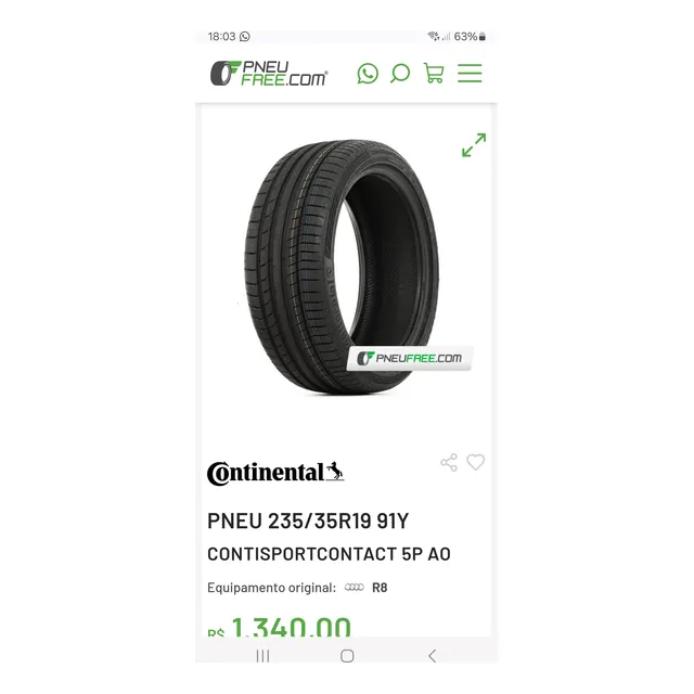 Continental Contisportcontact 235/35 Aro 19 Sem Uso