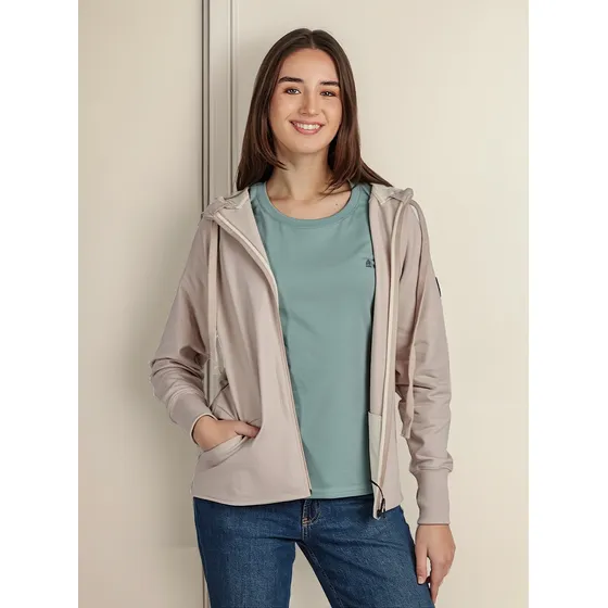 Hoodie Hoseg  Full Zipper Wheat Mujer