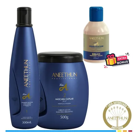 Shampoo + Mascara Linha A Aneethun Hidratação Sem Frizz