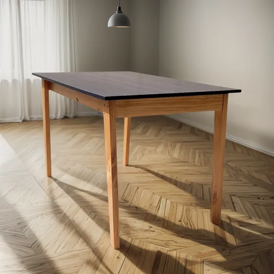 Mesa Tulip Negro 1.40 X 0.80 Tapa Melamina Pata Madera