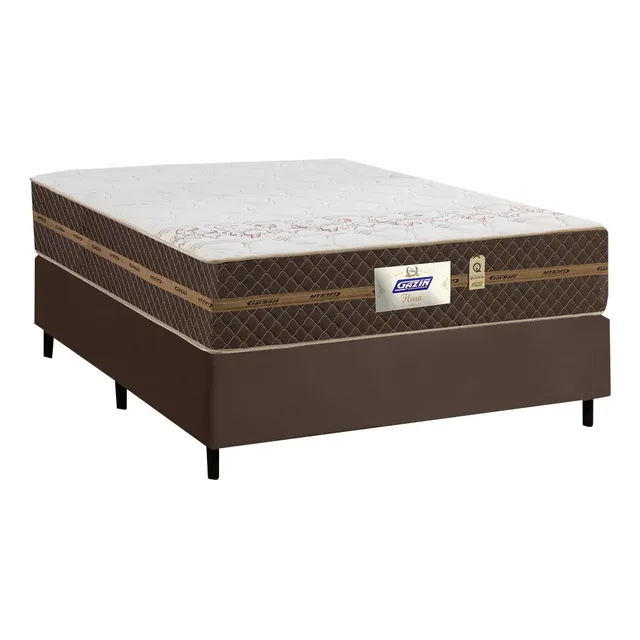Cama Box Casal ColchĂŁo Molas Flora Marrom/branco 138x188x60cm Cama Box Casal ColchĂŁo Molas Flora Marrom/branco 138x188x60cm