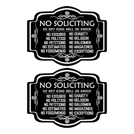 Letrero No Soliciting Para Casa 2 Campana Golpeo Hogar Uso 8