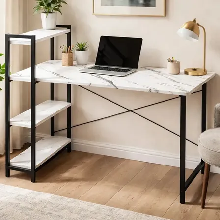 Oficina Minimalista Escritorio Mesa Para Computador Textura Blanca