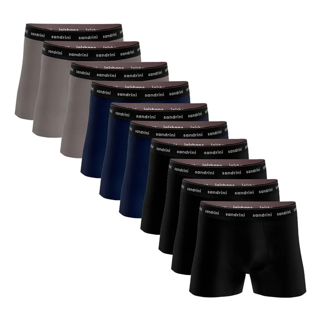 Kit 10 Cuecas Boxer Sandrini Masculinas Algodão Conforto Sortidos G