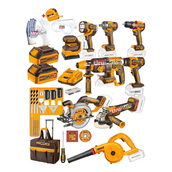 Kit Combo 9 Herramientas 20v Taladro Amo 2 Baterías 4a Ingco | Cuotas sin interés