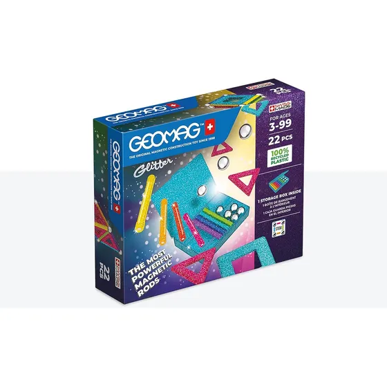 Juego Bloques Magneticos 22 Pzs En Caja Geomag Color Glitter