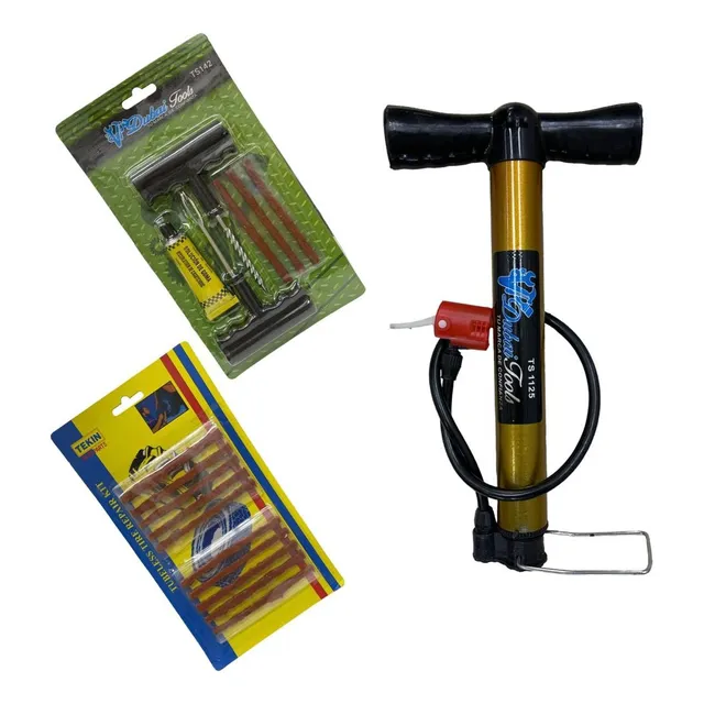 Inflador Moto 30cm + Kit Sellomatic Completo + Set 10 Tacos
