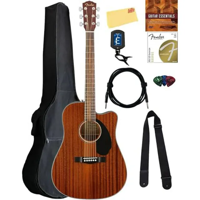 Guitarra Acústica Fender Cd-60sce De Caoba Con Accesorios