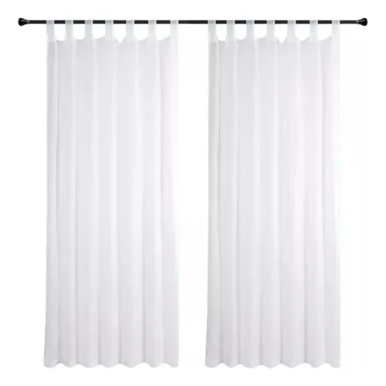 Cortina Velo Liso Con Presilla 140x220 Cm 2 Paño - Blanco
