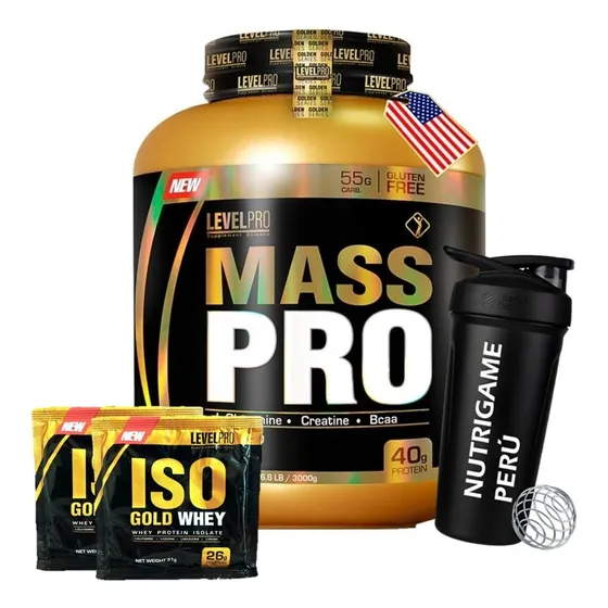 Proteína Mass Pro 3kg Ganador De Masa Level Pro Tienda Fisic