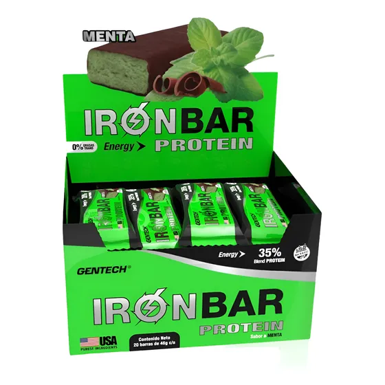 Barras De Proteina Iron Bar Gentech Caja Por 20 Unidades