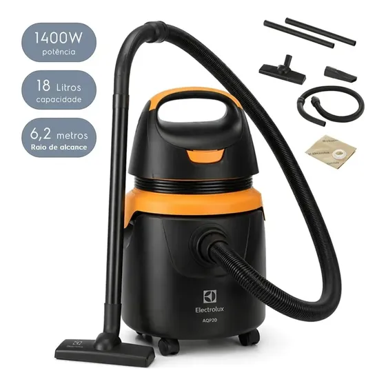 Aspirador de Pó e Água Electrolux Acqua Power 1400W 11L com Função Sopro, Rodas 360°, Alta Sucção e Acessórios para Limpeza Residencial e Automotiva AQP20