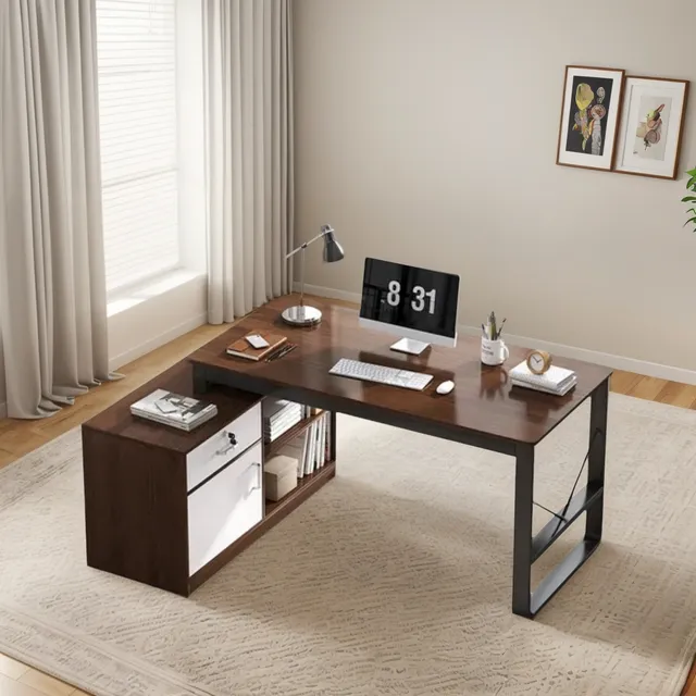 Escritorio Forma L Oficina Con Cajonera Intercambiable 120cm