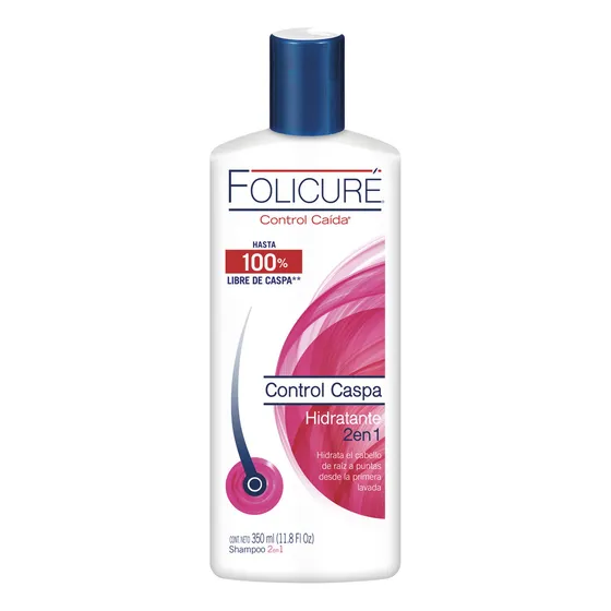 Shampoo Folicure Control Caída Y Caspa Hidratante 2 En 1 Envase De 350ml