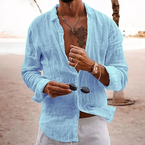 Camisa De Vestir De Lino Pal Zileri Manga Larga