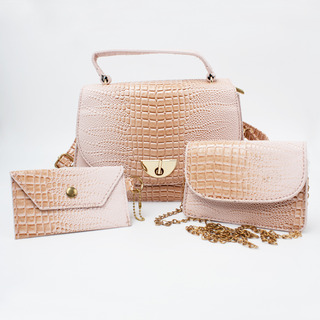 Set De 3 Bolsos Elegantes Con Textura De Cocodrilo Set De 3 Bolsos Elegantes Con Textura De Cocodrilo