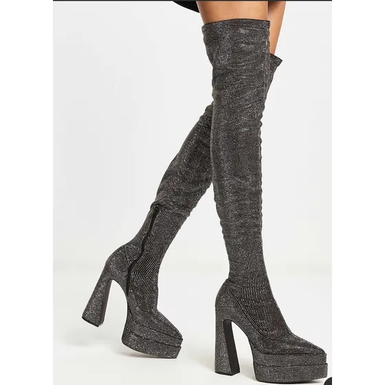 Botas Con Brillantes, Altas Y Largas De Steve Madden