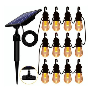 12 Bombillas De Luz Solar Cadena Impermeable Edison 48ft 12 Bombillas De Luz Solar Cadena Impermeable Edison 48ft