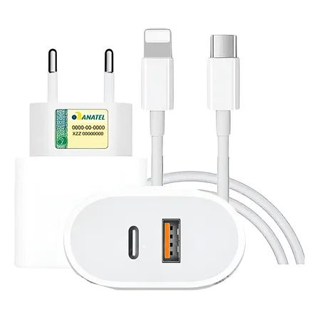 Carregador Turbo 40w Para iPhone 8 X Xr 11 12 13 14 Pro Max Branco