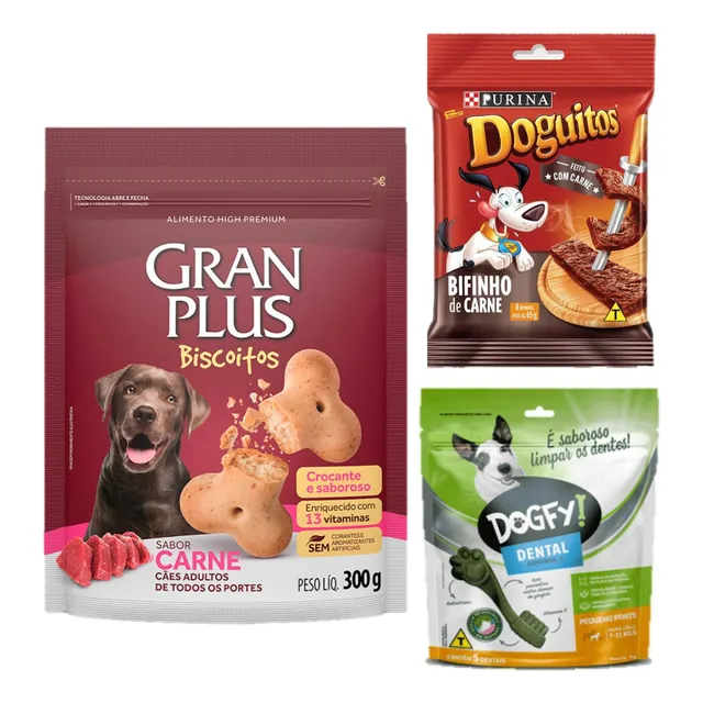Petisco Bolachinha  Para Caes Com Mau Halito Kit Com 3 Itens