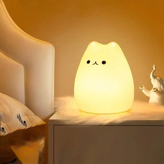 Luz Nocturna Para Niños De Silicona En Forma De Gato