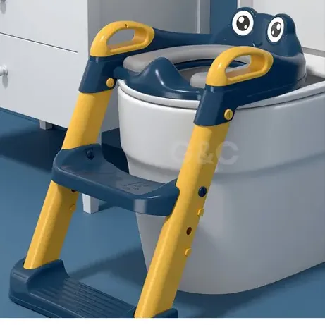 Asiento Entrenador Baño Con Escalera Y Agarradera Para Niños Color Azul/amarillo
