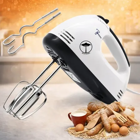 Batedeira Portátil De Mão Elétrica 7 Velocidades Para Bolo Massas Ovos Mixer Misturador Mini Batedor Compacta Potente 180w Branca Desmontável Leve Multiuso Doméstica Leve Prática Multiuso Rápida 127V